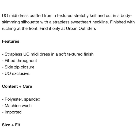 UO Nadia Ruched Strapless Midi Dress - Picture 5 of 5